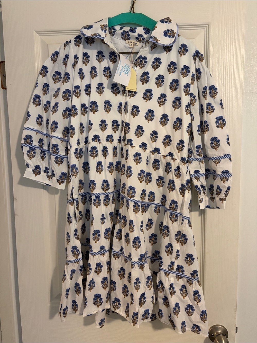NWT Women’s Blue Floral Tiered Cotton Dress